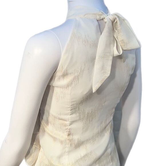 Cream & Gold Tiered Chiffon Blouse - Picture 3 of 9